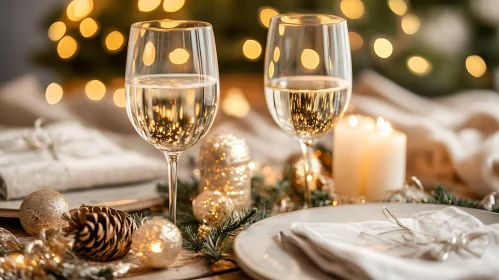 Elegant Holiday Celebration with Wine Glasses