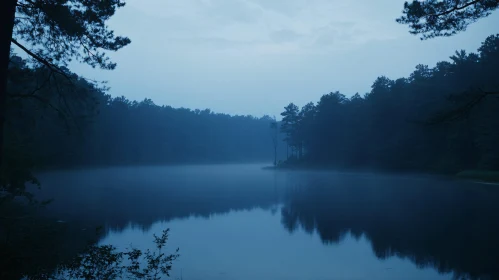 Serene Misty Lake Reflection