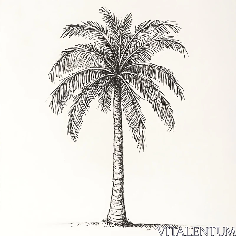 Minimalist Palm Tree Line Art Illustration AI Image