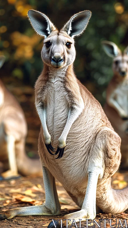 Curious Kangaroo Stands Tall AI Image