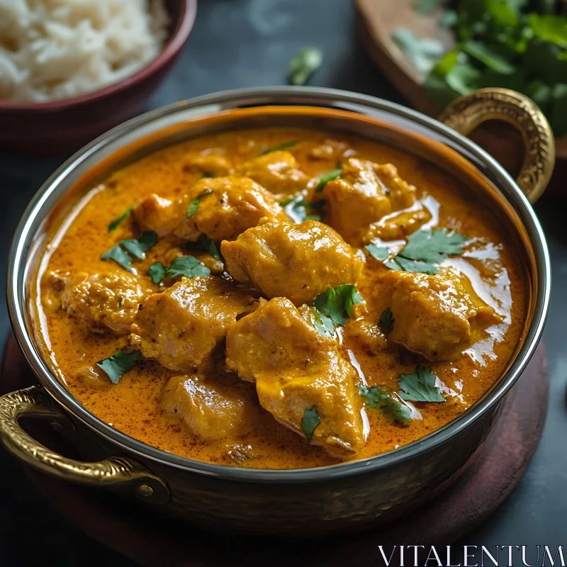 Bowl of Chicken Curry with Cilantro AI Image