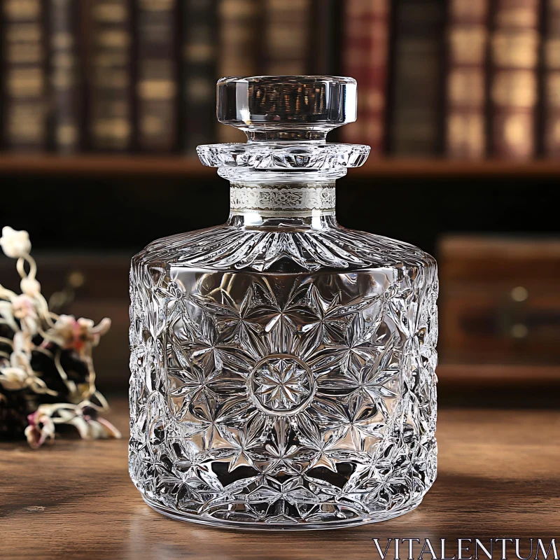 Elegant Crystal Decanter with Decorative Stopper AI Image