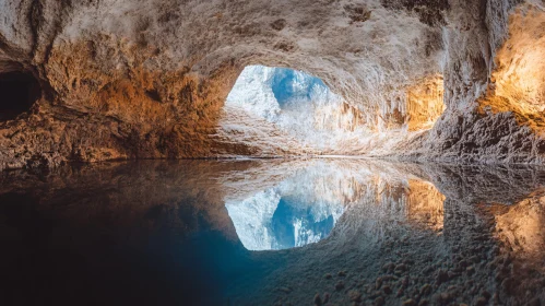 Mystical Underground Cave Reflection