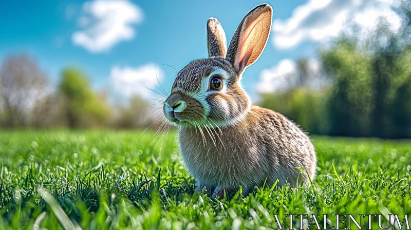 Cute Bunny in Grass AI Image