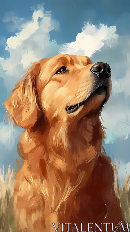 Golden Dog Portrait in Nature AI Image