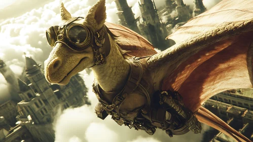 Goggled Dragon in Steampunk Aerial Adventure