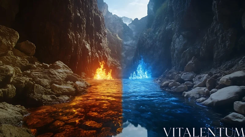 Dual Canyon: Fire Meets Water AI Image