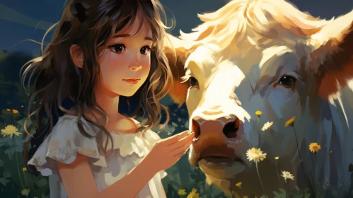 Charming Anime Art - Child's Innocence in a Mystical Farm Setting