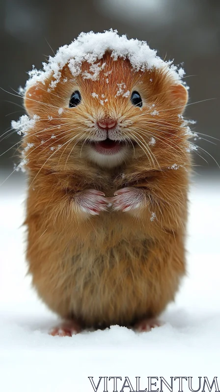 Cute Hamster with Snowflakes AI Image