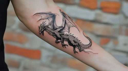 Monochrome Dragon Tattoo Design