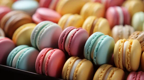 Delicious Array of Colorful Macarons: A Sweet Feast for the Eyes
