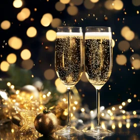 Golden Celebration Champagne Glasses