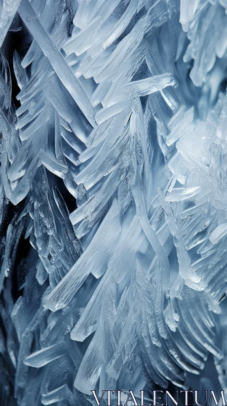 Frozen Ice Crystals: A Macro Exploration AI Image