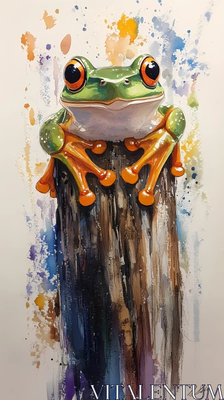 AI ART Expressive Frog in Watercolors