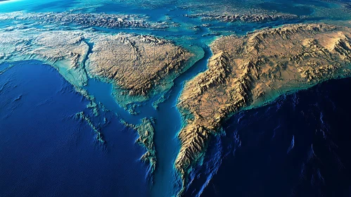 Aerial View of Earth's Terrain and Ocean