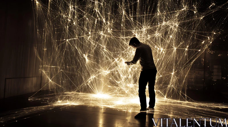 AI ART Abstract Light Painting with Human Figure