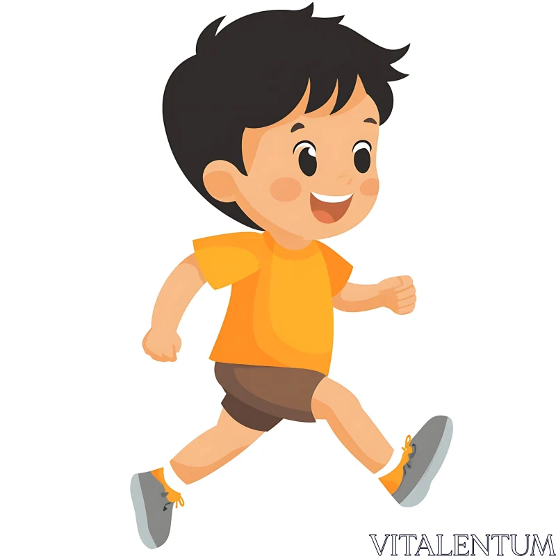 Cartoon Boy Running with a Smile AI Image