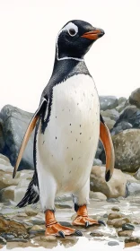 Penguin on Coastal Rocks