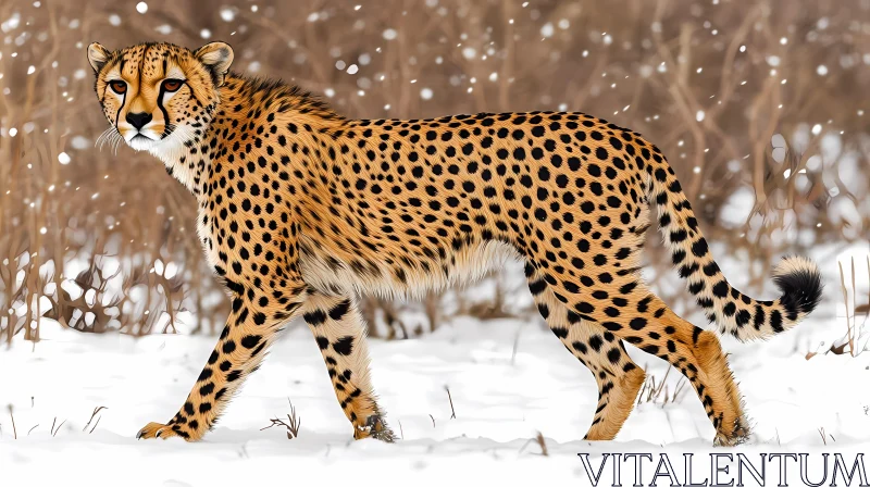 Cheetah in Winter Wonderland AI Image