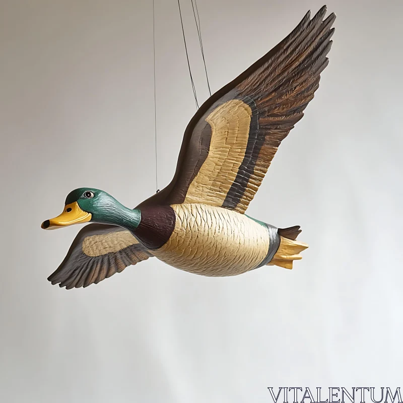 AI ART Flying Duck Wood Carving Art