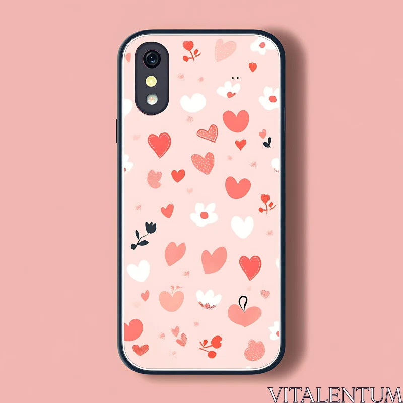 AI ART Floral Heart Pattern Phone Cover