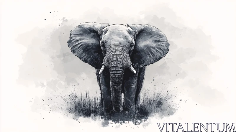 Elephant Artwork in Sketch Style AI Image