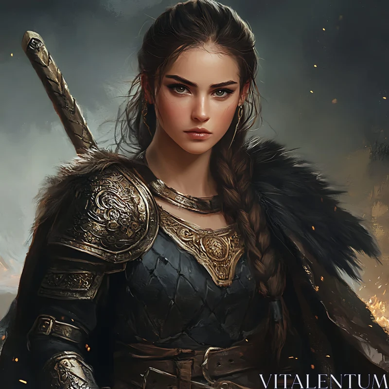 AI ART Armored Woman with Sword