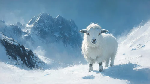 Sheep in Majestic Snowy Landscape