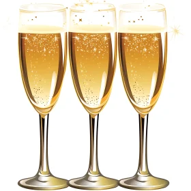 Sparkling Champagne Flutes Festive Design