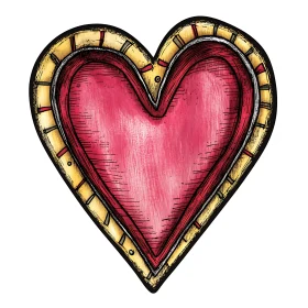 Decorative Heart with Gold and Red Design