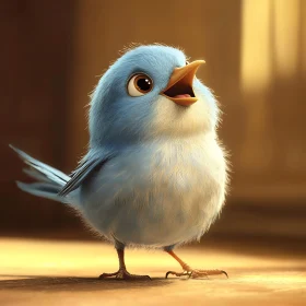 Singing Blue Bird Illustration