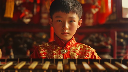 Portrait of Young Boy in Traditional Attire