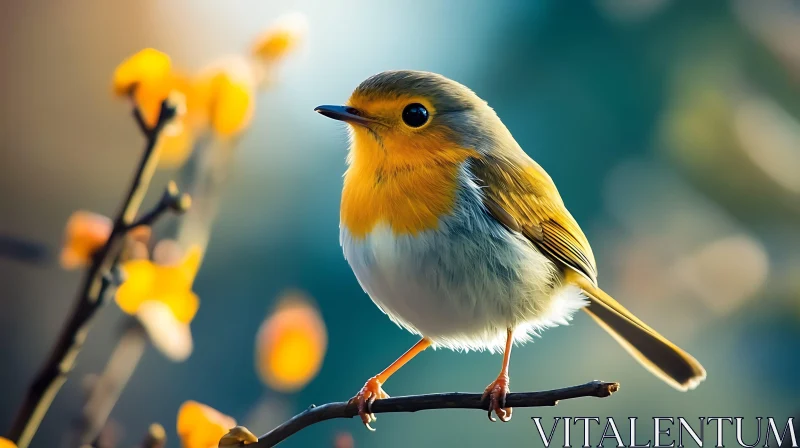 Charming Robin Perched on a Branch AI Image