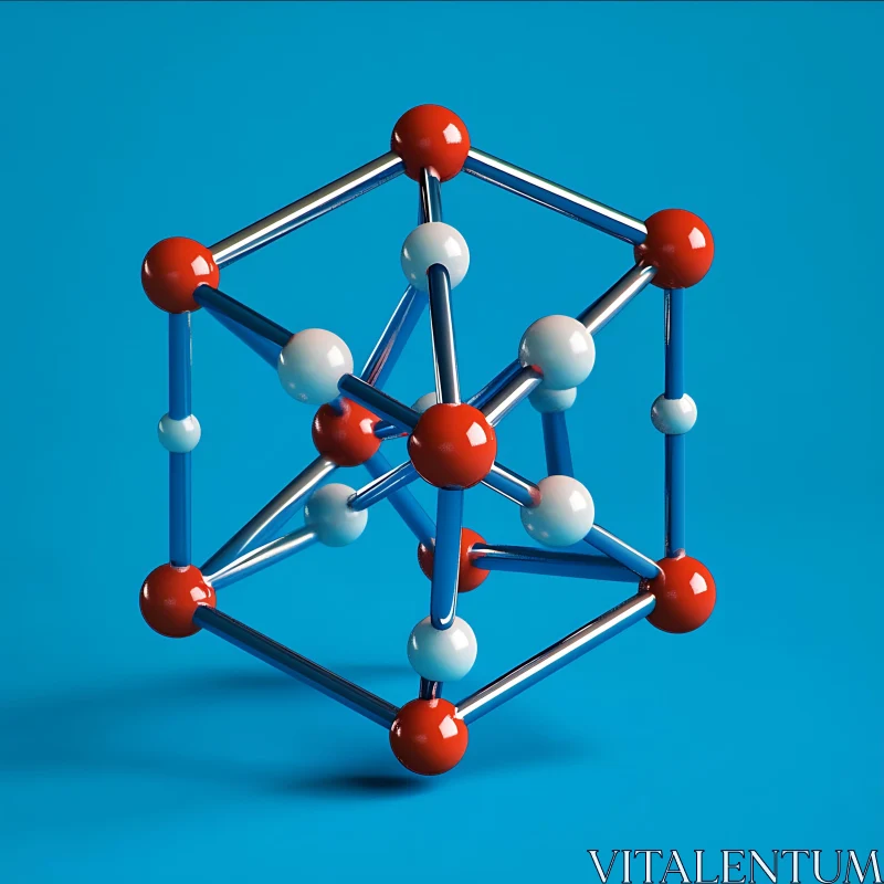 Abstract Molecular Structure on Blue AI Image