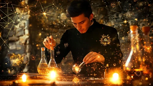 Man Creating Magic Potion