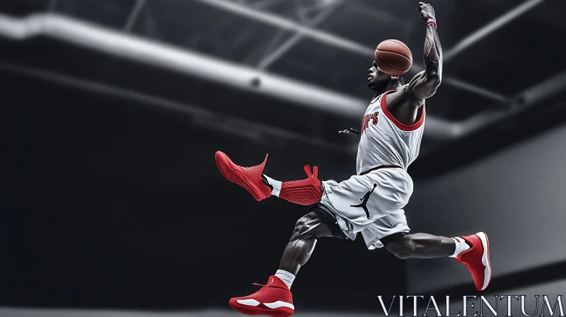 AI ART Athlete Jumping with Basketball