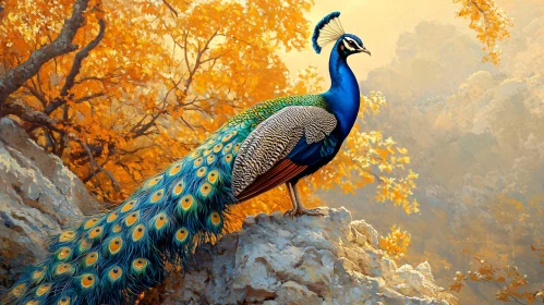 Autumnal Peacock Portrait