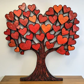 Wooden Heart Tree Art Piece