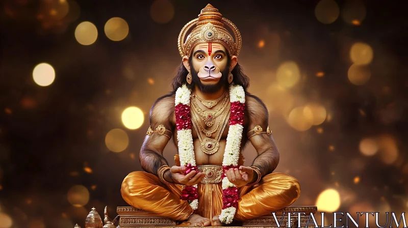 Serene Hanuman in Golden Light AI Image