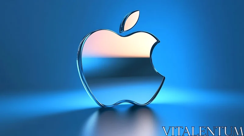 AI ART Glass Apple Logo on Blue Background