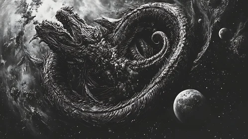 Monochrome Dragon in Space