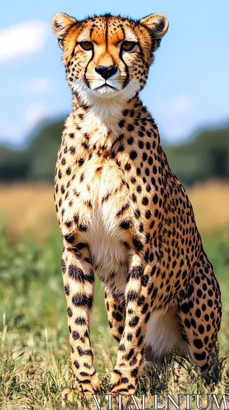 Cheetah Portrait in Grasslands AI Image