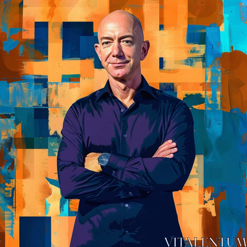 AI ART Colorful Abstract Portrait of Jeff Bezos