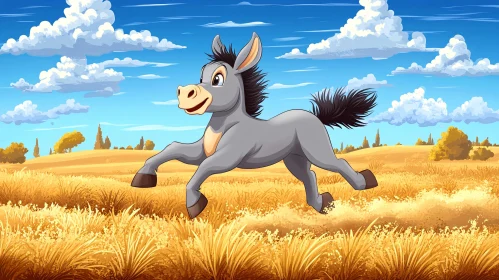 Playful Donkey Cartoon Illustration