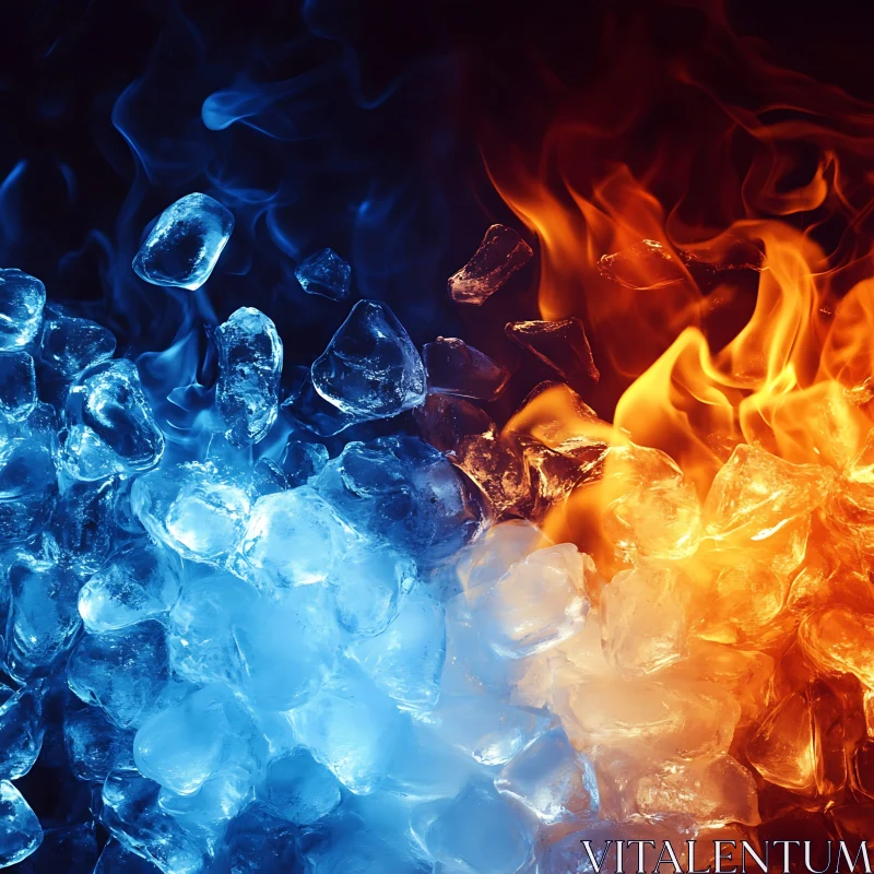 Frozen Ice Meets Blazing Fire AI Image