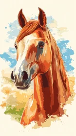 Horse Art with Colorful Background