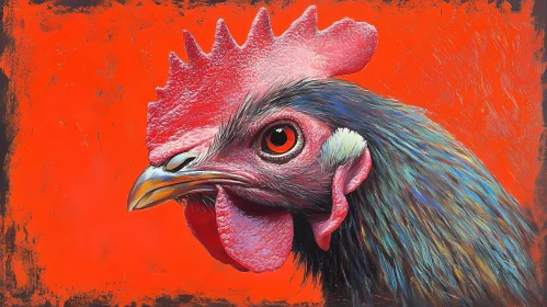 Colorful Rooster Portrait