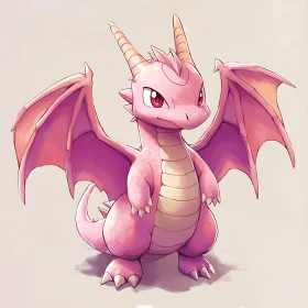 Pastel Pink Dragon Illustration