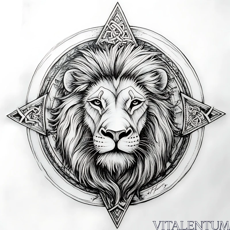 AI ART Lion Head Celtic