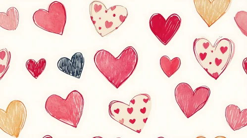 Hand Drawn Hearts Background